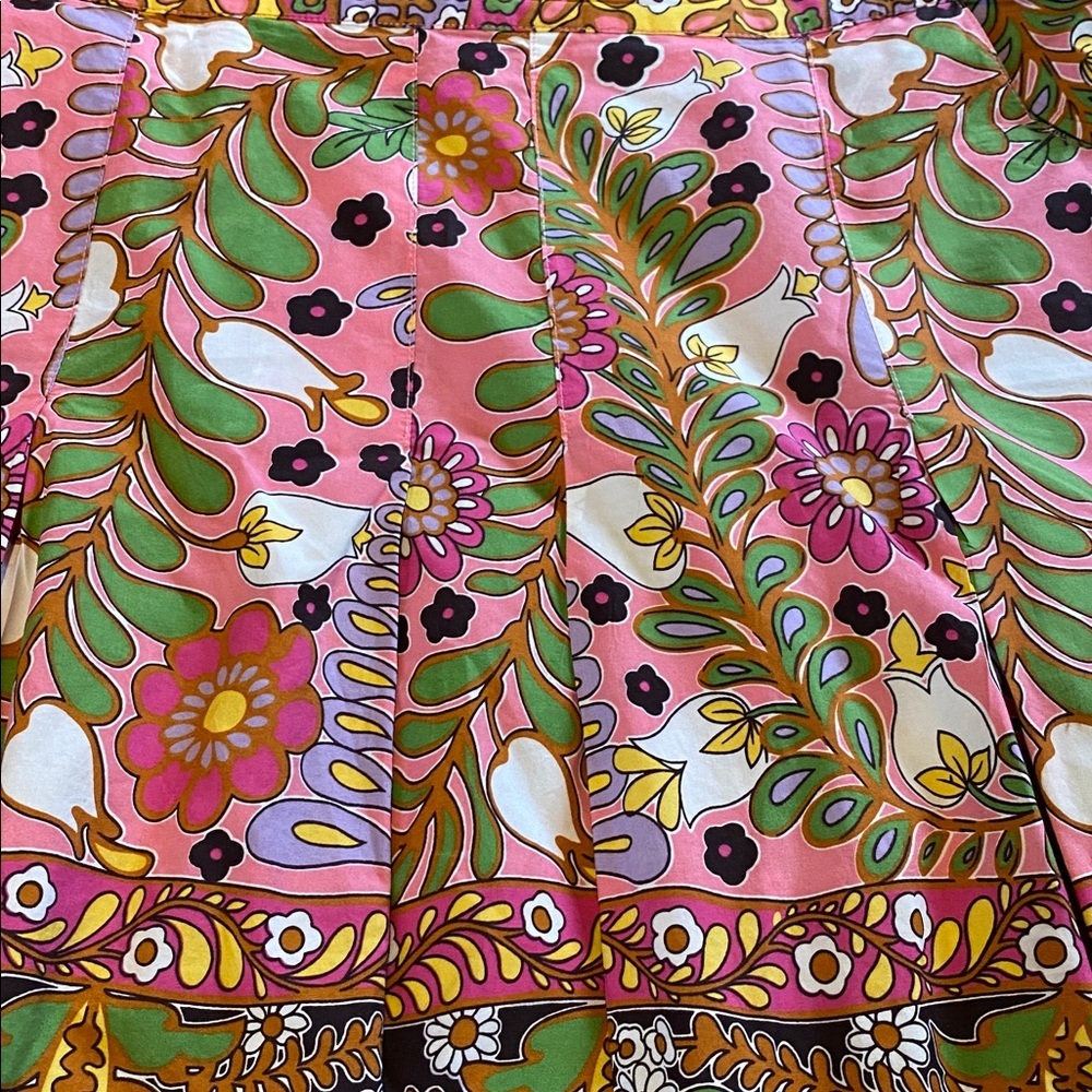 CAbi 14 Ashbury Hippie Floral Boho Pleat Mini Cotton Skirt w Pockets Cotton - Picture 3 of 10